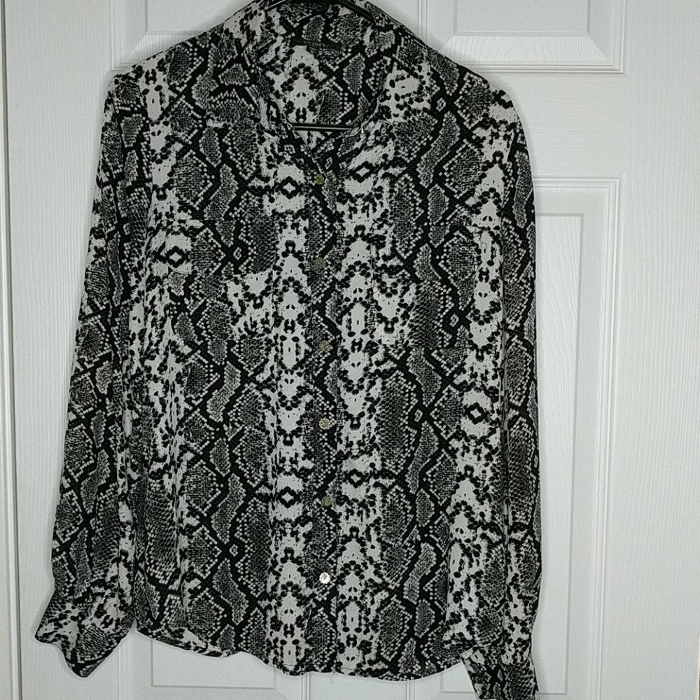 Animal print button down blouse